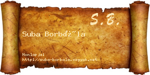 Suba Borbála névjegykártya